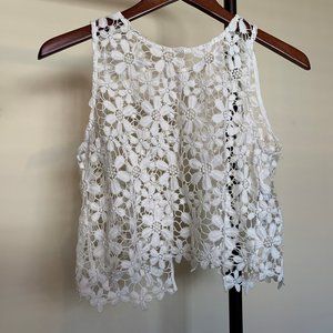 XS Hollister Floral Lace Crop Top Open Back NWOT